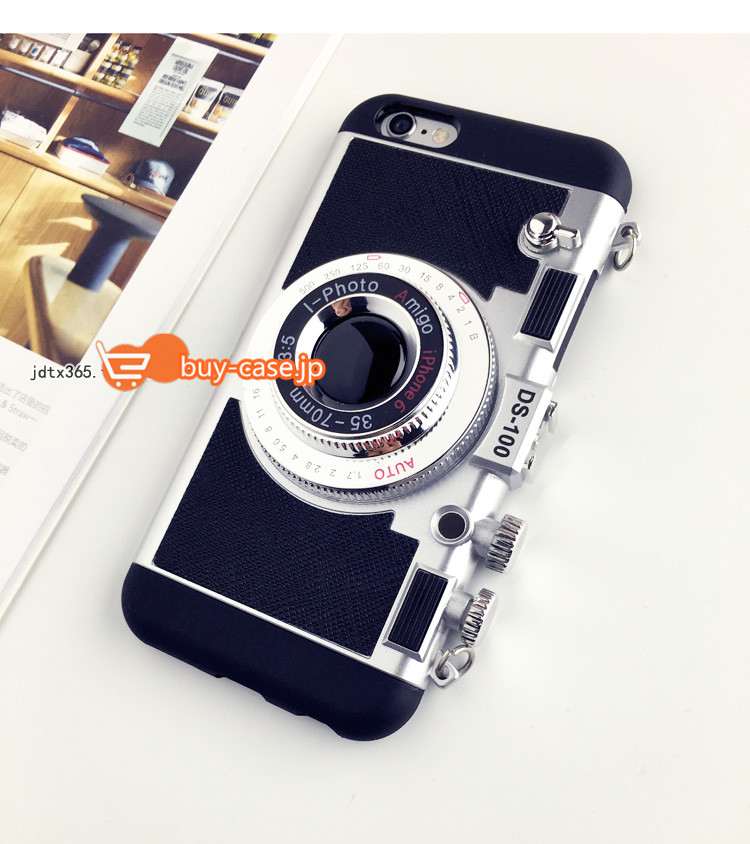 
韓国オリジナル ストラップ付きカメラ型iphoneケース6sアイフォン7plusシリコン製