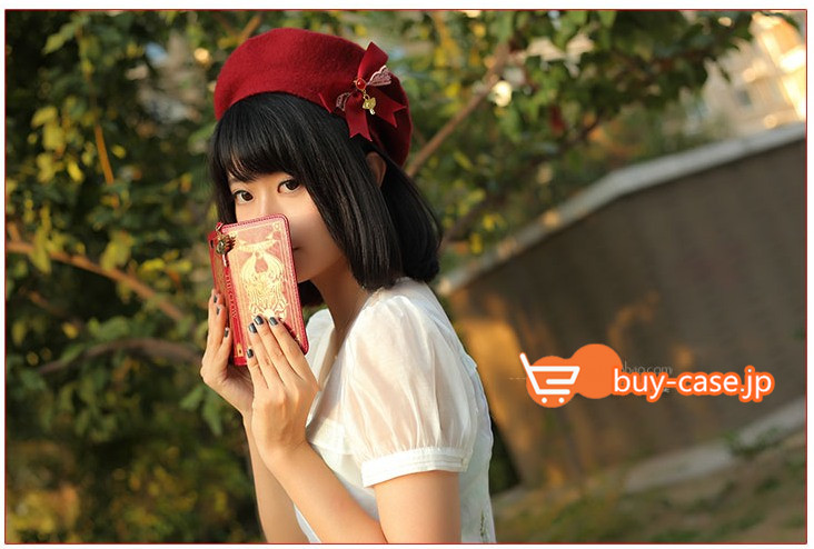
超かわいいスタンド機能ペンダント付きiPhone7/6Plus保護携帯カバー魔法のクロウ・カード
