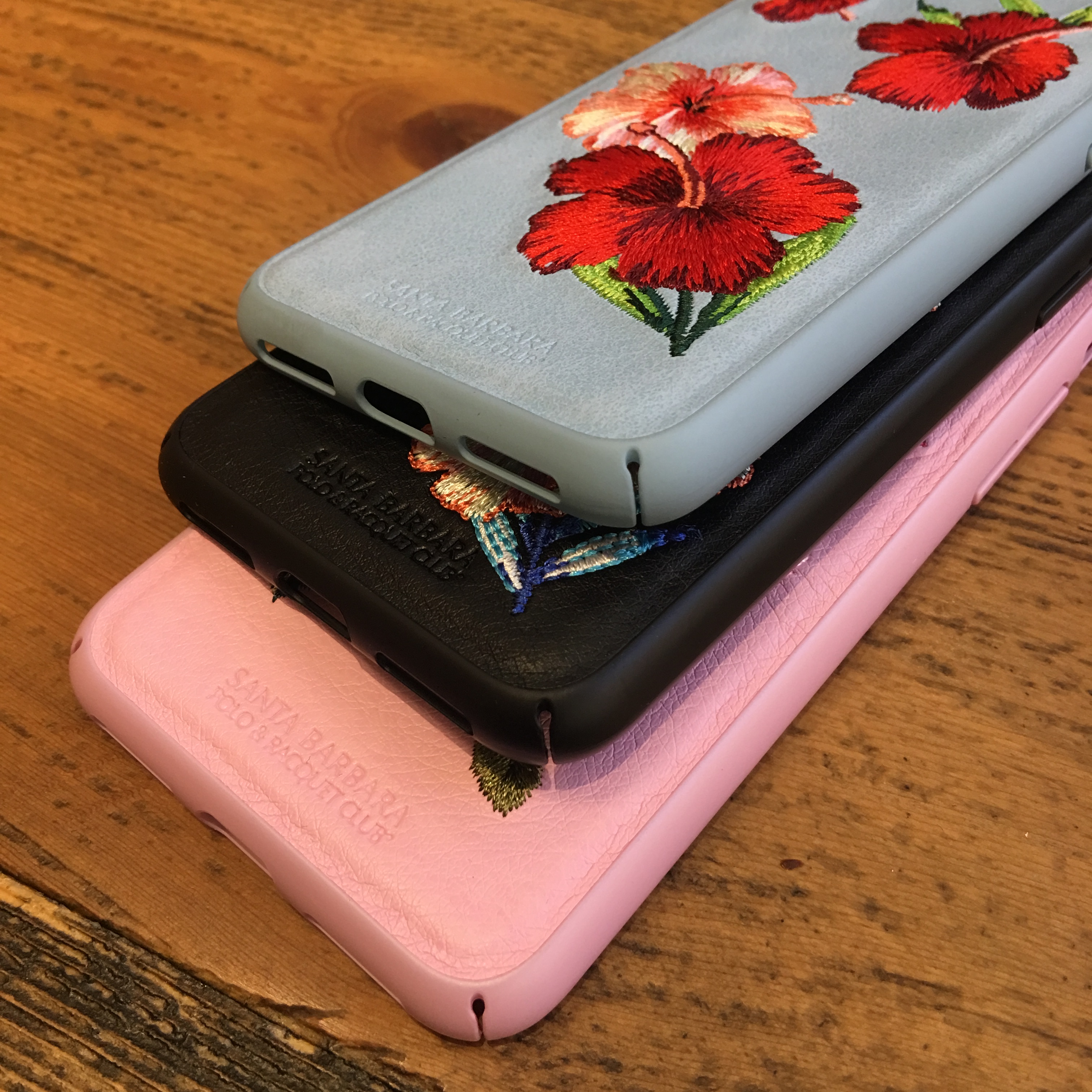 
全包みiphone7plus花柄フラワー スマホケース保護カバー上品革レザー製Santa Barbara携帯ケース
