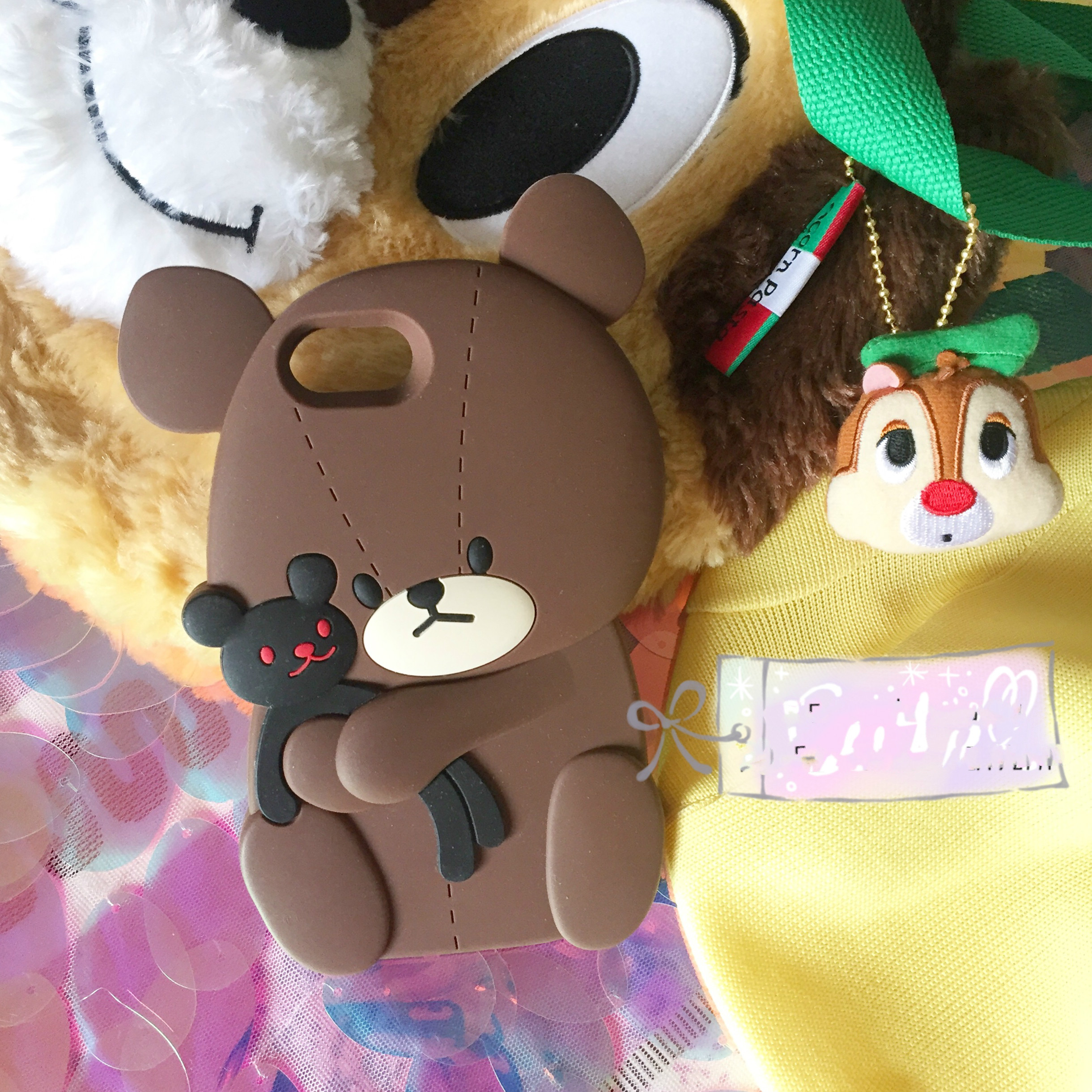 かわいいキャラクター the bear's school くまシリコン立体スマホケース手机壳 iPhone8/8Plus/7/6splusクマ