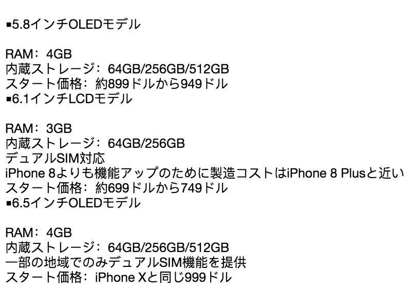 2018年のiPhone3モデルスペックや価格を予測