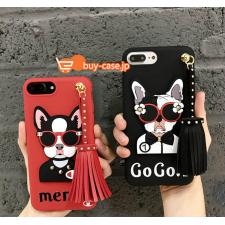 カワイイ犬いぬフレンチブルドッグiPhone13ケース立体リベット飾りフリンジ付きアイフォン6s/7ソフト素材シリコン製携帯カバーiPhone8/8Plusジャケット人気イヌiPhone 11 Pro