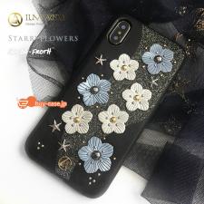 春夏向けピンク色青黒い花柄立体的お花iPhone13ケース綺麗フラワーXS/XS Plus携帯カバー革製レザー女性ソフトアイフォンXスマホケース高級キラキラiPhone 2018ケース可愛い清楚系ブルー色iPhone XS iPhone 1