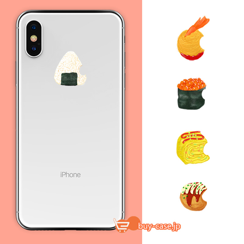 卵焼きiphone全機種対応logoシールおしゃれカスタムシール絵柄可愛い和食おにぎり握り飯ステッカー デコ寿司萌えロゴたこ焼きiphonexsmax Xr Xs X 8plus 7 6sアイフォンairpodsエアポッド デザインスキンシール