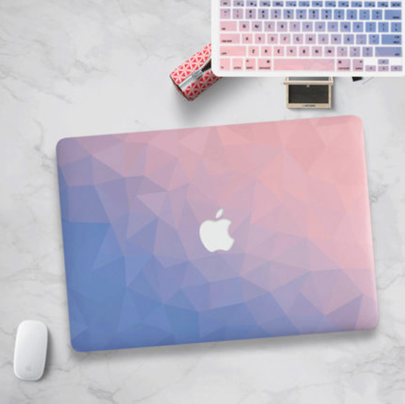 かわいいグラデーションカラーmacbook Proシェルカバーairオシャレ紫色デザイン ピンク幾何学模様チェック柄macbook Pro 13ケースair 11 13 Retina Displayマックブックかわいい15インチケース ソフト
