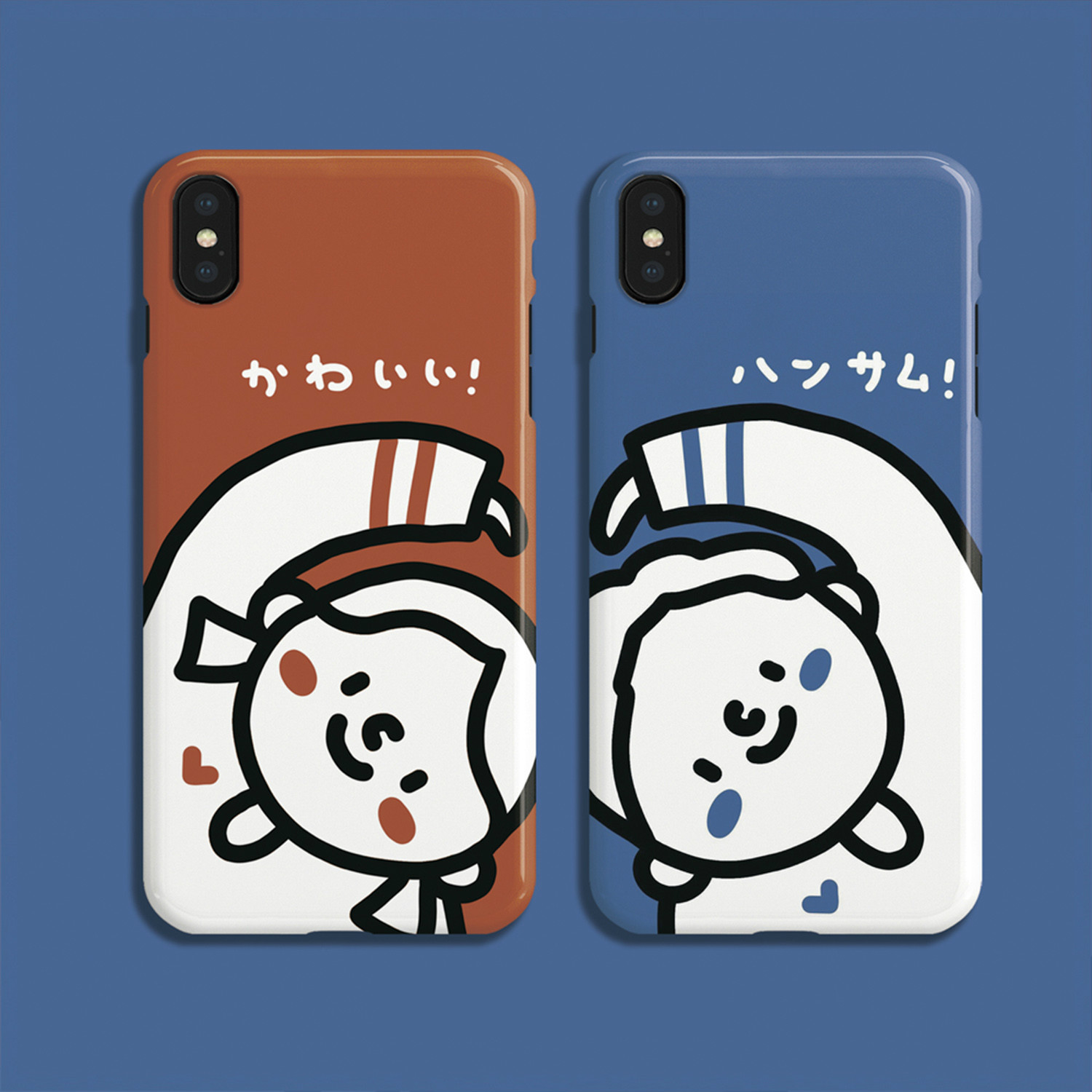 赤と青オリジナル携帯カバー男女シンプル イラスト カップル向けiphone13 Iphonexsmax Xsケースかわいいお揃い 7plusアイフォンxr X 8スマホケースiphone11proラブラブ ペアケースhuawei P30彼氏彼女