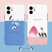 オリジナルiPhone 14 Proケース ペンギンかわいいiPhone11携帯カバーお揃いXRカップル向け男女ペア11ProMaxアイフォンXS/XスマホケースXR/7/8plusピンク色青色南極ペンギン氷山シンプル