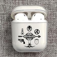 エアーポッド ケースairpods2個性的ジョジョ黄金の風イヤーホン収納充電衝撃ケースおしゃれ透明クリアケースAirPods Case全面保護カバー落下防止カラビナ付き第1世代第2世代対応AirPodsケース