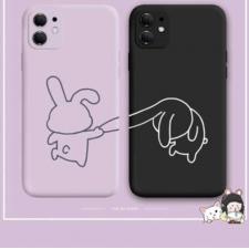 カップル向けiPhone 13 Pro/iphone14ケースかわいいペア男女うさぎアイフォン12 Pro Max/12シンプルケース12mini/xrイラストxsmaxウサギiPhone11Pro/se2面白いパープル紫色ソフトシリコン