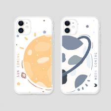 月と太陽アイフォン14 Pro Max/11クリアケースお揃い男女iphone7/8Plusシンプルイラスト透明xsmax iPhone 12 miniソフトケースiPhone 12/XR彼氏彼女ペア携帯カバー清楚系