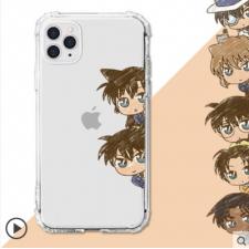 iphone13 Pro/14コナン 11男女ペアiPhone11ProMax江戸川コナン 毛利蘭 可愛い灰原哀イラスト12mini/XS怪盗キッドxrキャラクター透明クリアスマホケースse2工藤新一ソフト携帯カバー黒い人 黒タイツ君