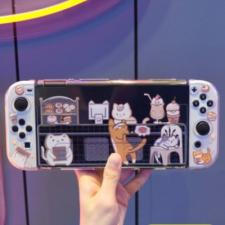 Switch有機ELモデル ケースねこ可愛いnsスイッチ ケースoled対応 カバー透明ソフトTPUクリア衝撃吸収薄型ケース猫ネコ柄スイッチ おしゃれ収納ケース