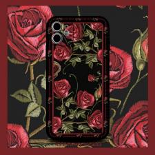 クラシック赤色バラiPhone 13 Pro/13miniケース綺麗ローズ薔薇 花アイフォン12/11proスマホケース可愛い高級感iPhone 12 Proカバー女性エレガント携帯ケース ソフト レッドカラー