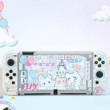 可愛いグレー色Switch 保護ケース傷防止ねこイエロー スイッチ ライト ソフトカバーswitch oled カバーTPU猫 黄色スイッチケースswitch 有機EL