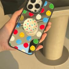 ドット柄 草間彌生シンプルiPhone 14 Pro/14/13proケース鏡ミラー反射アイフォン14 Pro Max/13pro/12水玉柄14 iphone13ProMax芸術家12スマホスタンド機能可愛い水玉模様