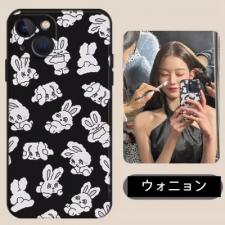 チャン・ウォニョン可愛いiPhone 15/15 Plusケース兎ウサギ芸能人ウォニョン韓国アイドルうさぎアイフォン15 Pro/14/15ケース兔IVEメンバーiphone13兔子スマホケース薄型黒 白クリア