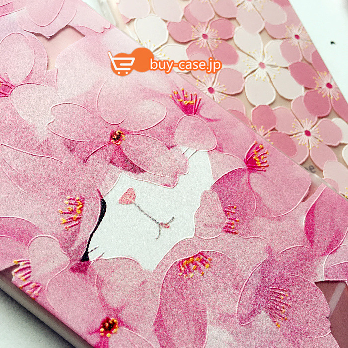 
ピンク粉色ネコiPhone7 6 ケース花柄桜さくらアイフォン6splusソフトTPU
