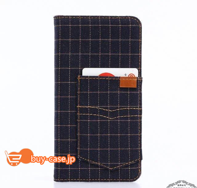 
アイフォン7plus　カード収納財布iPhone7携帯カバー デニム手帳型
