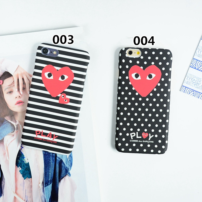 
ファッションデザイナー黒白水玉ハート柄iphone8/7s/7plusケース カップル向けペアケース
