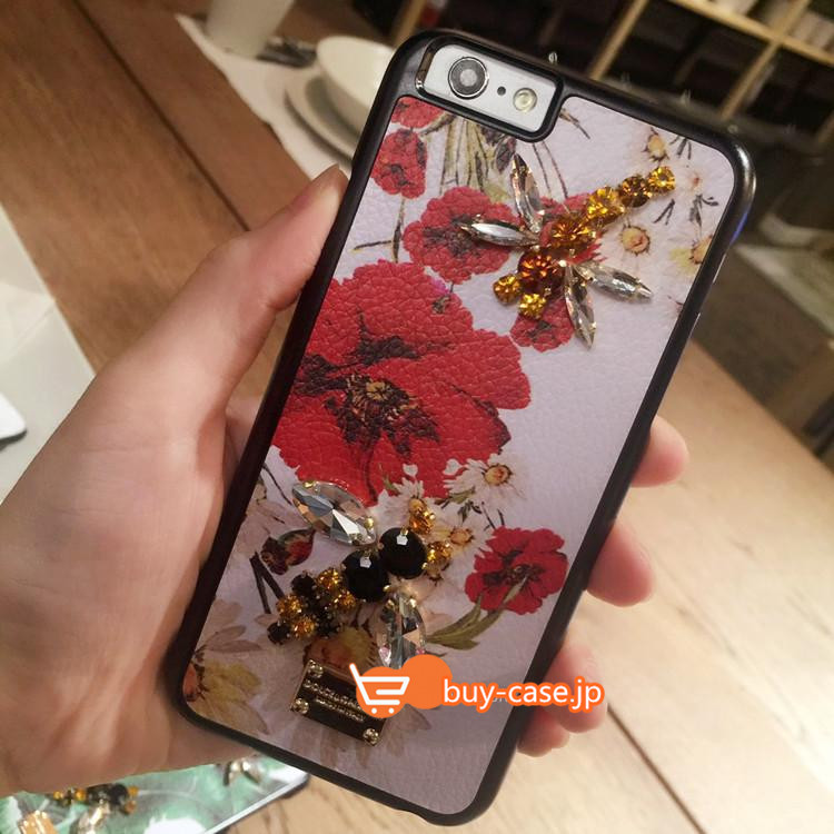 
豪華風花柄革貼りダイヤモンド付きキラキラ アイフォン8/7s/6plus

