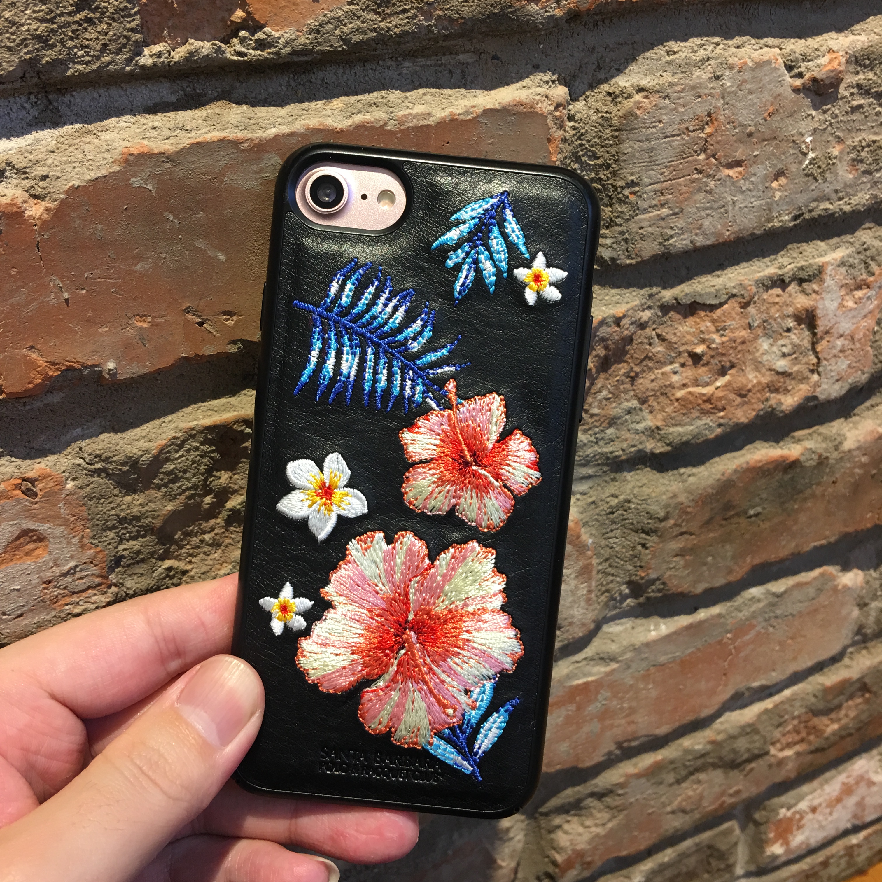 
iphone7plus花柄フラワー スマホケース保護カバー上品革レザー製Santa Barbara携帯ケース
