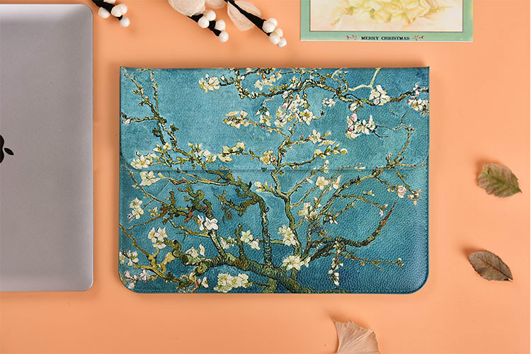 マックブックmacbook12インチ印象・日の出air pro13イン チクロード・モネの絵画surface pro花咲くアーモンドの木の枝ソフトなクッションの入ったPC用保護ケース