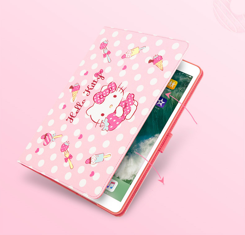 HelloKitty ipad pro10.5インチ手帳型保護カバー収納ケースキャラクター可愛いアイパッドおもしろいタブレット耐衝撃ハローキティ