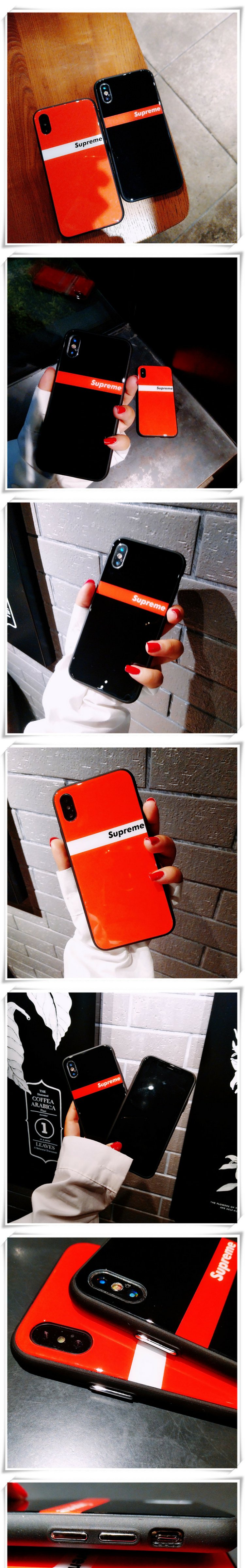 芸能人インスタ有名人ガラス表面iPhoneXケース8plus/8お揃いシュプリームSupreme硝子iPhone7Plus/6sゴージャス