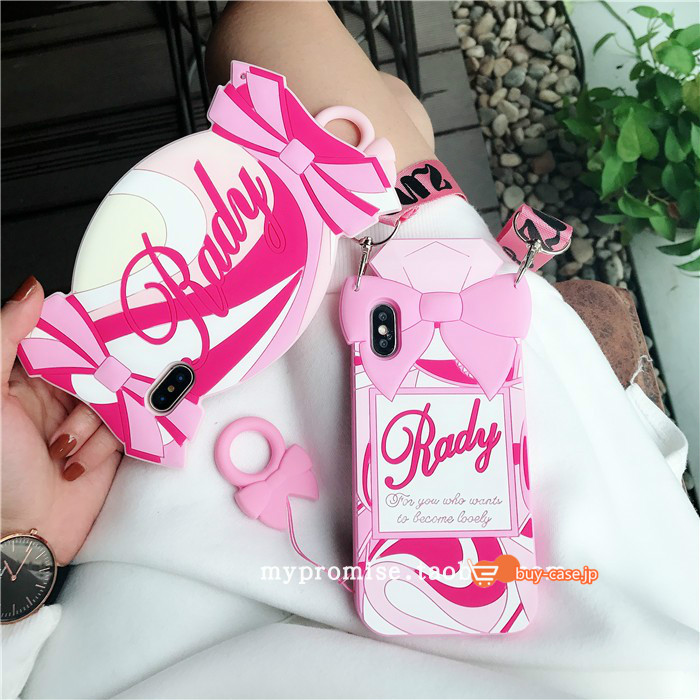 ピンク色 香水瓶シリコン製アイフォンXケースiphoneX/8/7 plus有名人携帯カバー海外ハリウッドスター女子レディース8/7斜めがけ