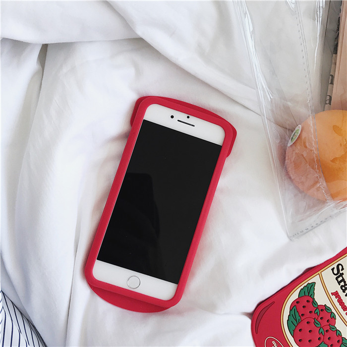 かわいいストロベリー立体アイフォン8ケースx面白い女子赤いスマホケース フルーツ