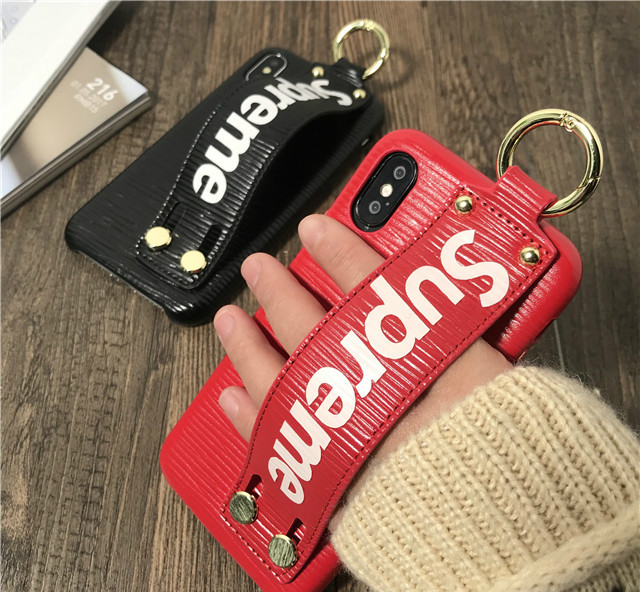 シュプリームSupremeケースおしゃれハンドストラップiPhone8面白いブランド男女