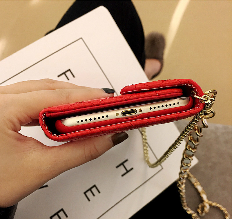きれいチェーン財布型iPhoneXバッグICカード収納スマホケース革製レザーCHANEL