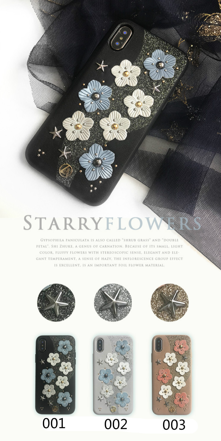 春夏向けピンク色青黒い花柄立体的お花iPhonexケース綺麗フラワーXS/XS Plus携帯カバー革製レザー女性ソフトアイフォンX