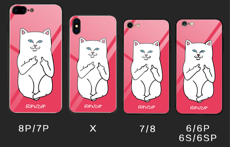 iphonexストリートXsPlus光沢ファッションブランドRIPNDIPスマホケースXPlus中指猫メッキ加工11リップンディップ ネコねこ9