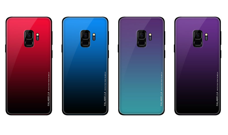 上品Galaxys9ケース男メンズs9+グラデーション色ガラス硬化耐衝撃S9plusおしゃれスマホケース