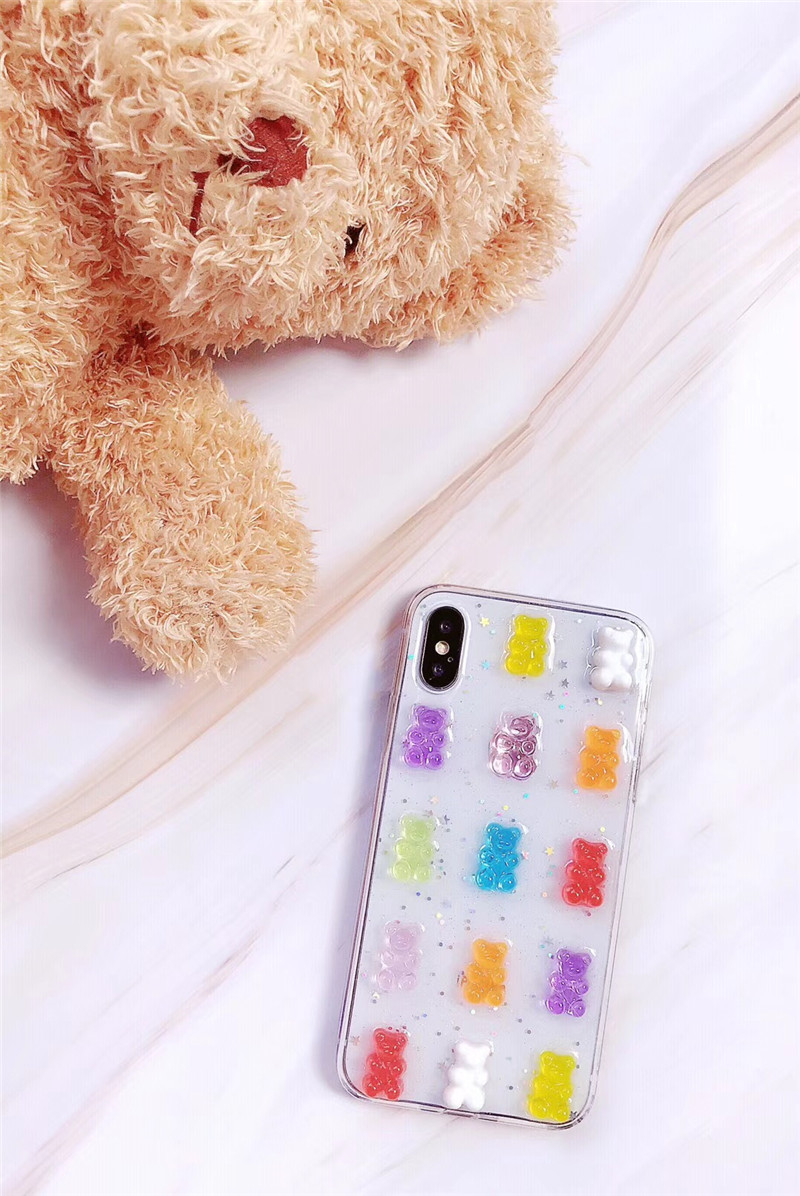 かわいいクマ熊アンパンマングミiPhone XSアイフォンxケースiPhone7/8plus菓子グミ面白いスマホケース清楚系TPUケース6s透明7plusソフト