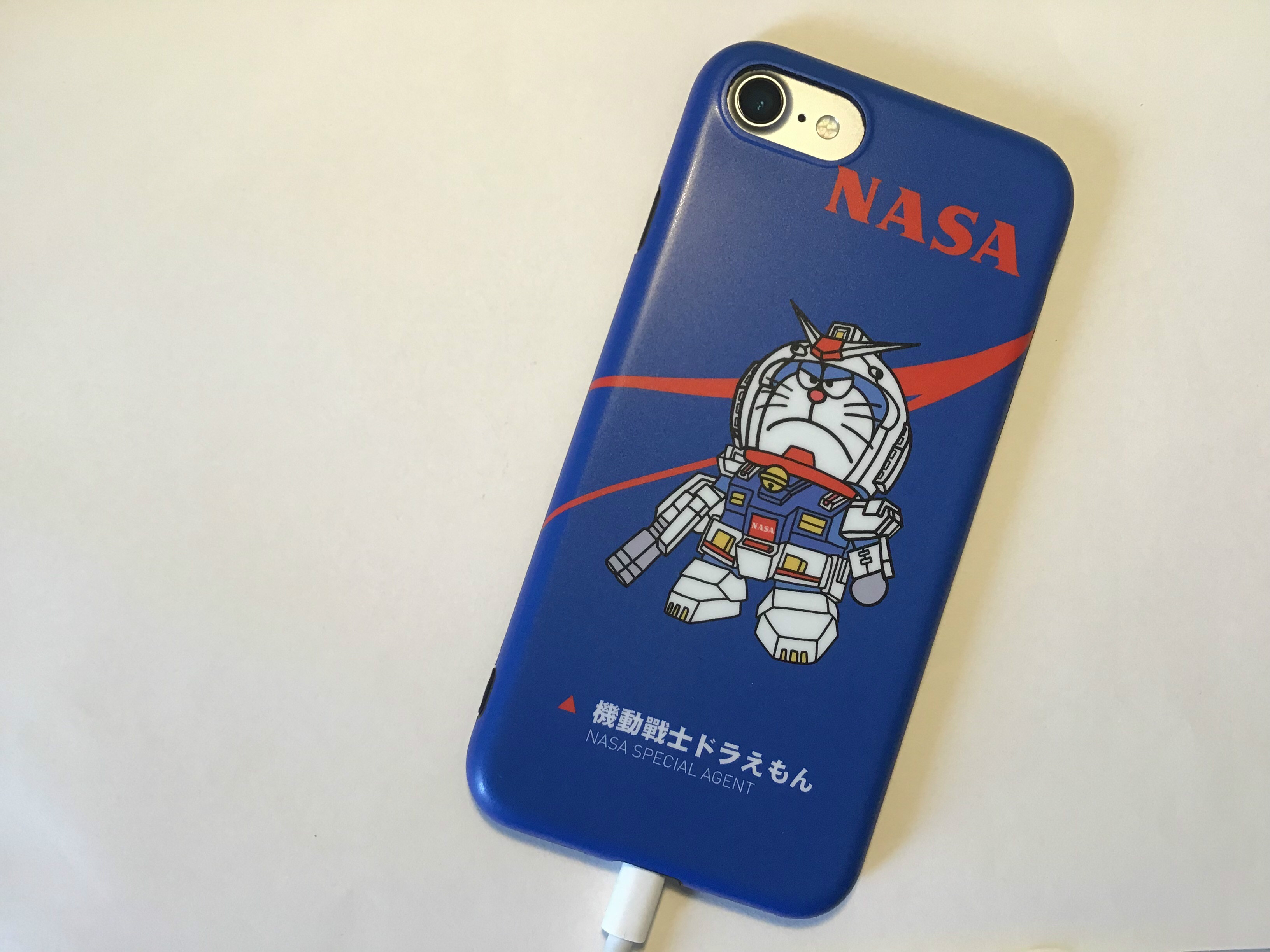 iphone8plusスマホケースNASAアメリカ航空宇宙局ガンダムかわいいアイフォン6s/7/Xケース青