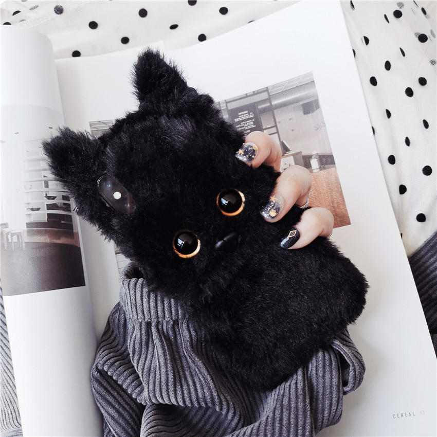 iPhone8plus携帯カバー白い猫黒猫アイフォン芸能人癒しmaxケースiPhone XRキャット