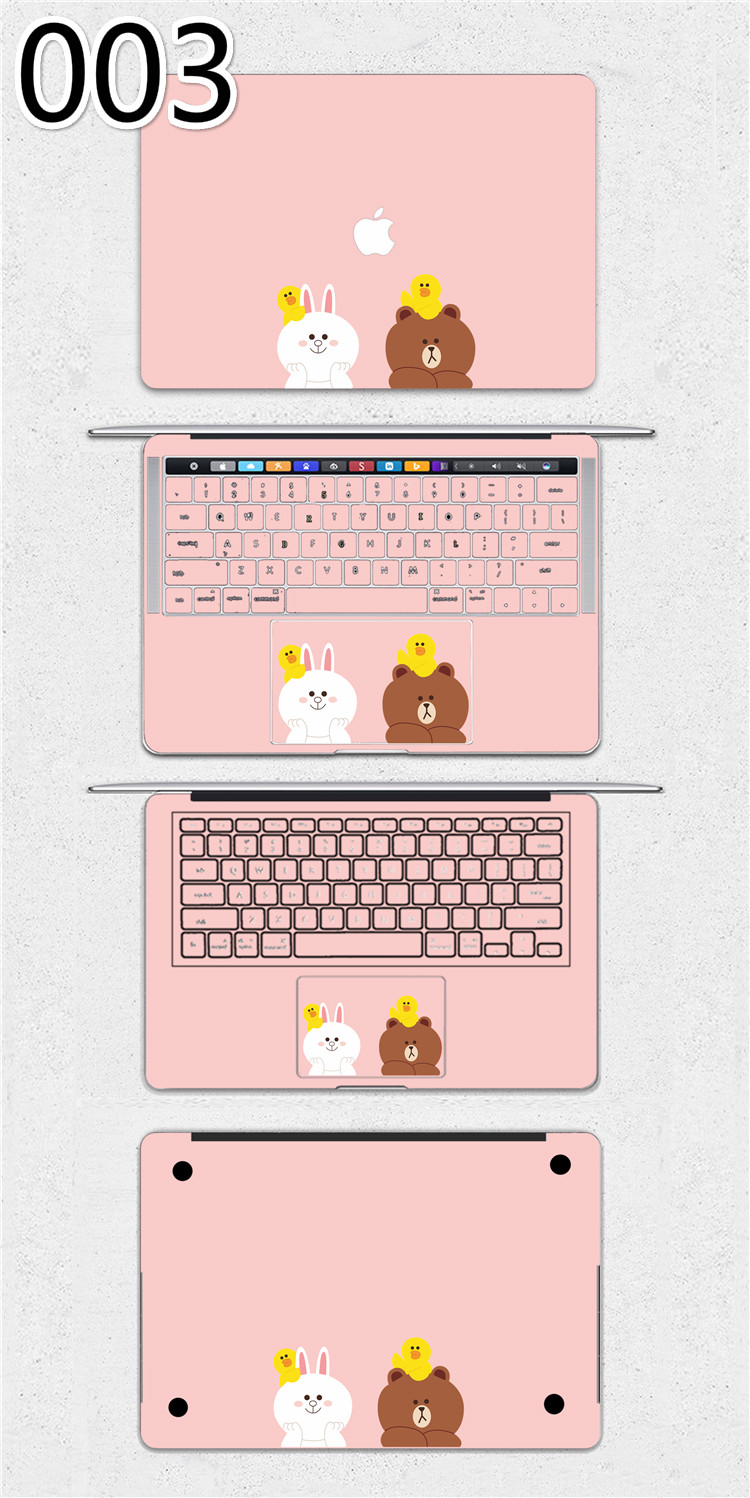 マックブック12シールかわいいMacBookスキンシール男女ペア11ライン キャラクターブラウン