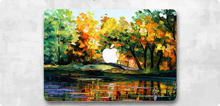 マックブックmacbookシール森風景可愛いステッカー油彩Mac Bookカバー保護フィルム