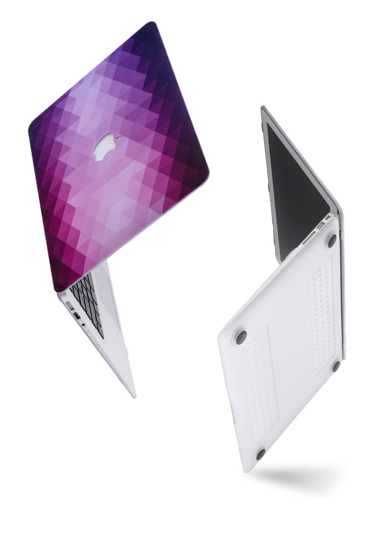 グラデーションカラーAirオシャレ デザイン シェルカバー ピンク幾何学模様チェック柄macbook pro 13ケース