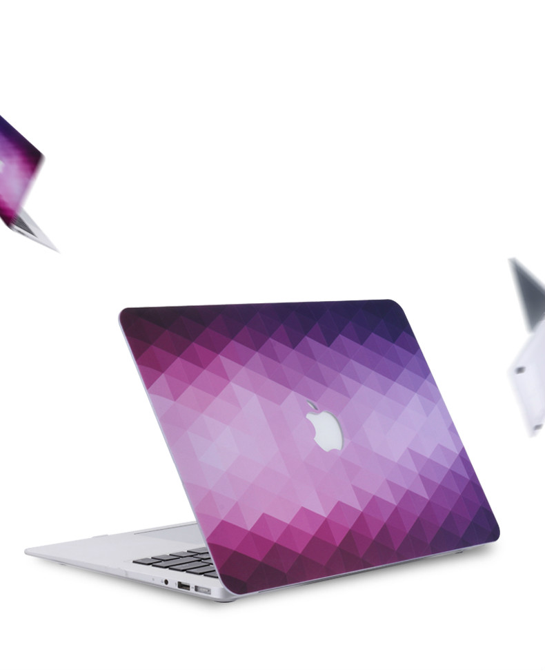 グラデーションカラー紫色MacBook Pro&Airオシャレ ピンク幾何学模様チェック柄macbook pro 13ケース