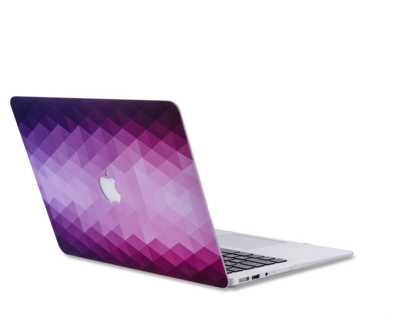 グラデーションカラー紫色MacBook Pro&Airオシャレ デザイン シェルカバー ピンク幾何学模様チェック柄ケース
