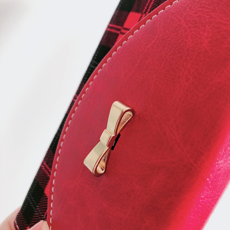 手帳型スマホケース千鳥格子財布型レザー高級大人可愛い携帯カバー三つ折り紺色ピンク