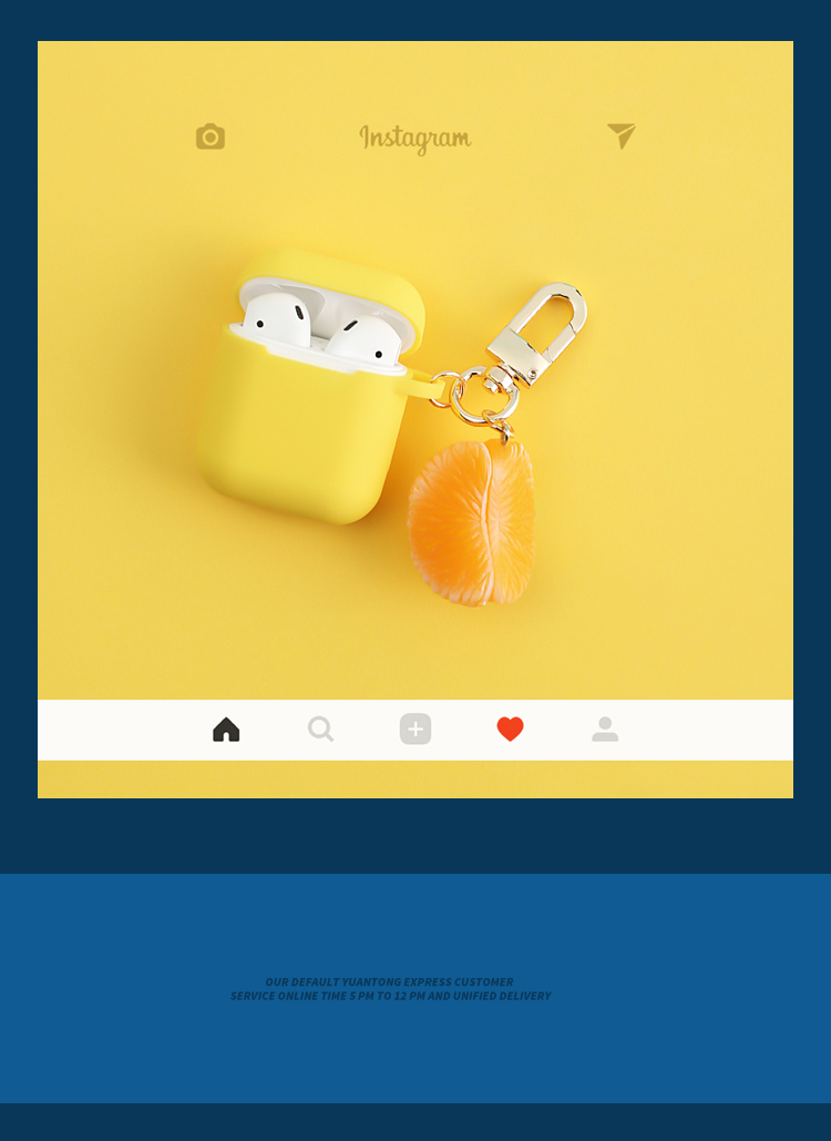 カラビナ付カワイイ果物イエロー落下防止イヤホン ケース カバー第2世代対応エアーポッズ黄色