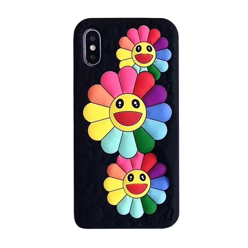 耐衝撃6sソフトスマホケースiPhoneXカバーかわいい花 太陽の花 白 黒