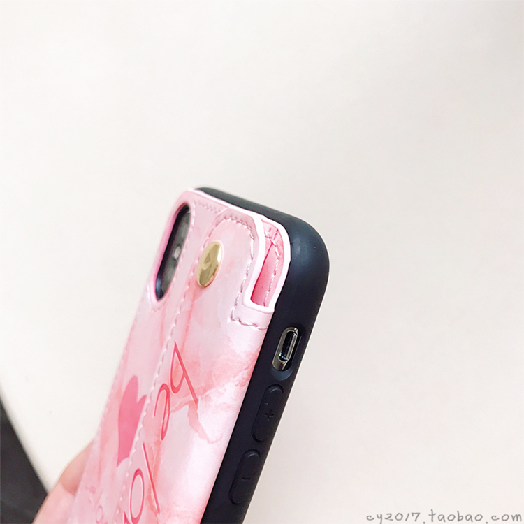 おもしろい8plusハードケース 背面 カード収納スマホケース女性かわいいピンク色