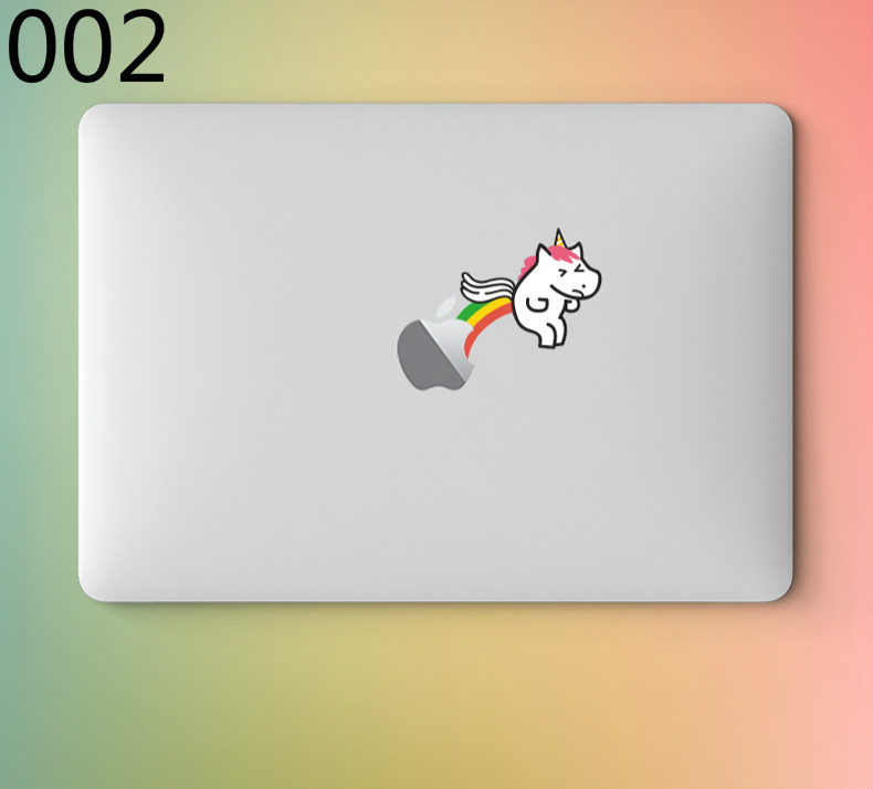 個性的マックブック スキンシール面白いイカ ユニコーン モノトーン デザインステッカーMacBook Pro/Air13