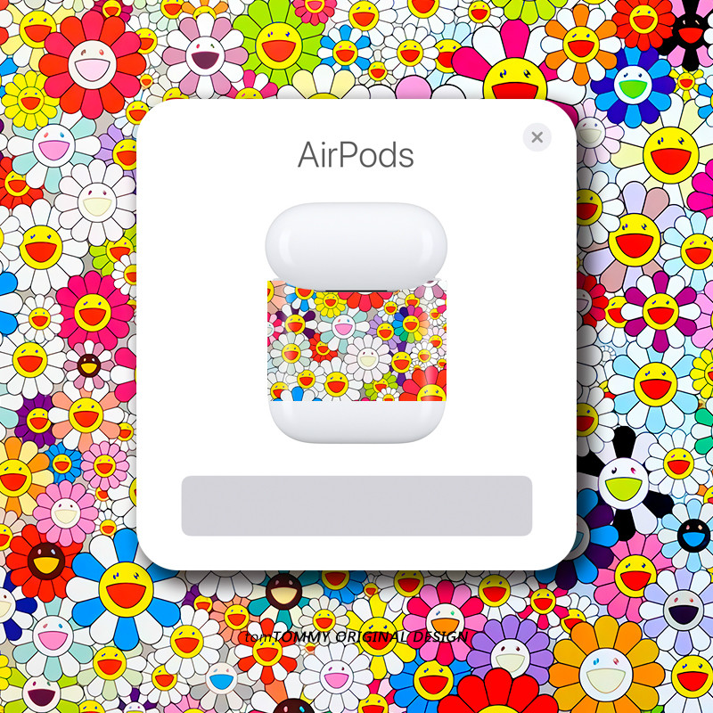 第1/2世代に適用Airpods2シール おしゃれブランド風ワイヤレス充電かわいいヒマワリ