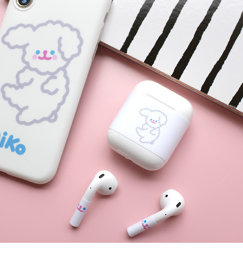 カワイイ エアーポッズ プロ デコシールうさぎAirPods1/2全面対応スキンシール兎ネコいぬスマイル アップル イヤホン